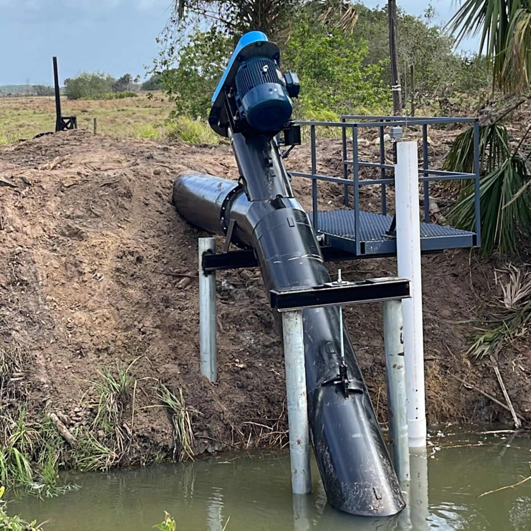 an angled axial flow pump
